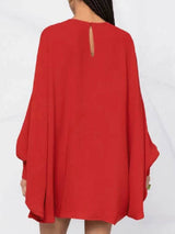 Batwing Sleeve Round Neck Mini Dress