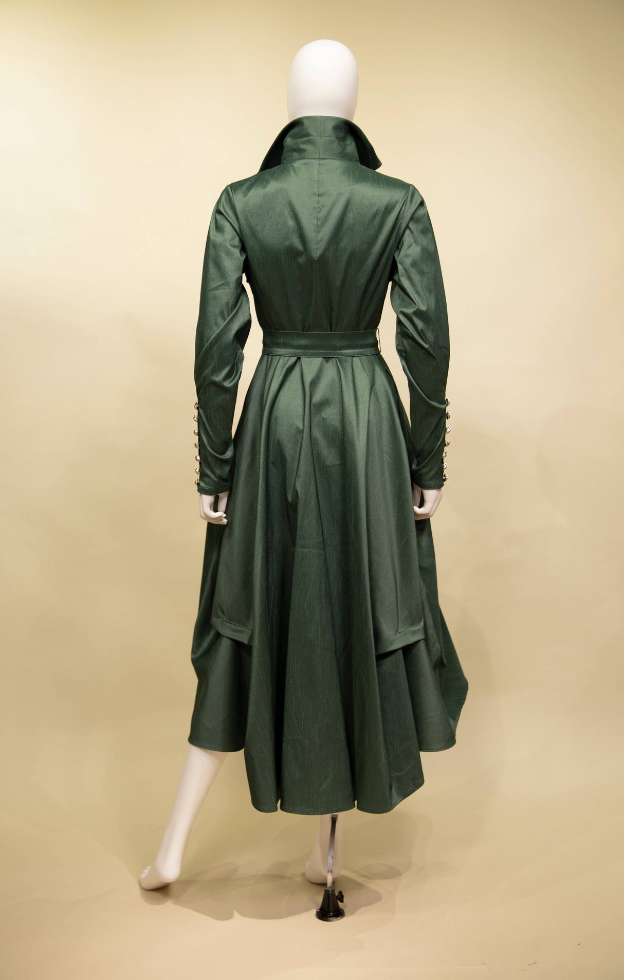 Stretch Dupioni Sculptural Zip Pleats Dress - F23011