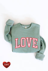 LOVE FOIL Graphic Sweatshirt:  CRANBERRY HEATHER