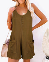 Summer new casual romper pocket vest jumpsuit women