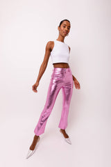 Lupe Metallic Faux Leather Slim Fit Pants
