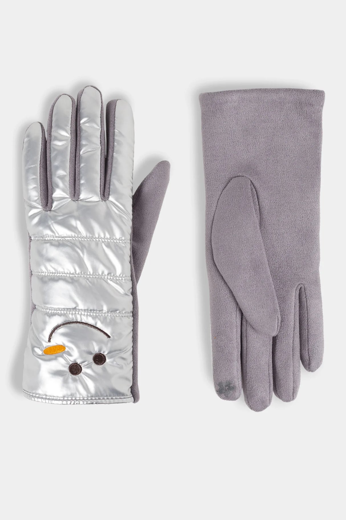 24636368B Snowman Puffer Gloves-Silver