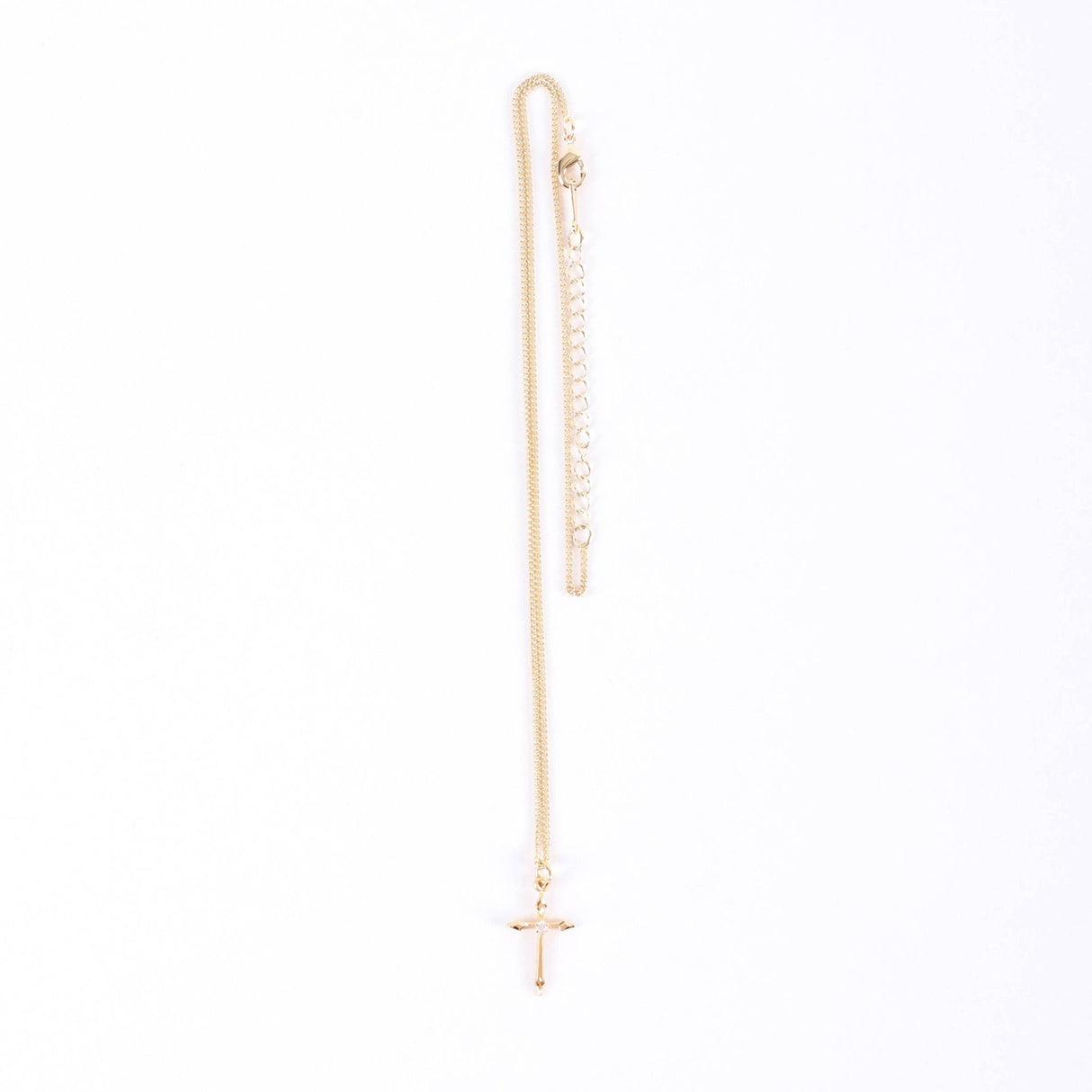 Necklace Cross Stone Gold Over SS 16-18" Gold Plated Brass C