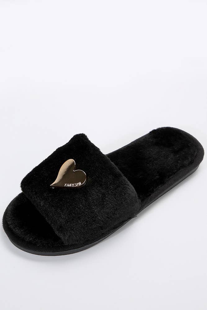 Heart Pendant Fluffy Slippers ZK701