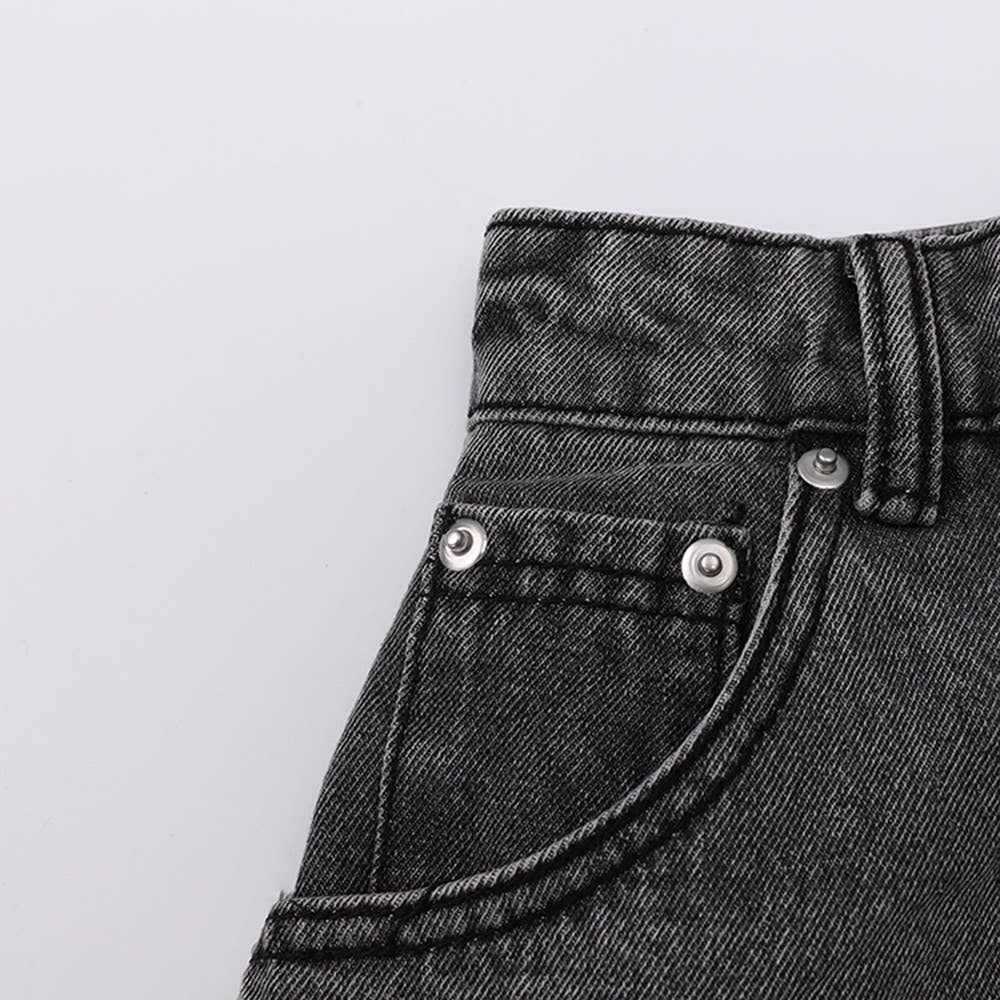 SK024 Summer Chic: High-Waist Plaid-Denim Skirt