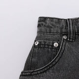 SK024 Summer Chic: High-Waist Plaid-Denim Skirt