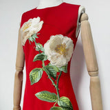 DR750Y Sleeveless 3D Floral Embroidered Elegant Long Dress