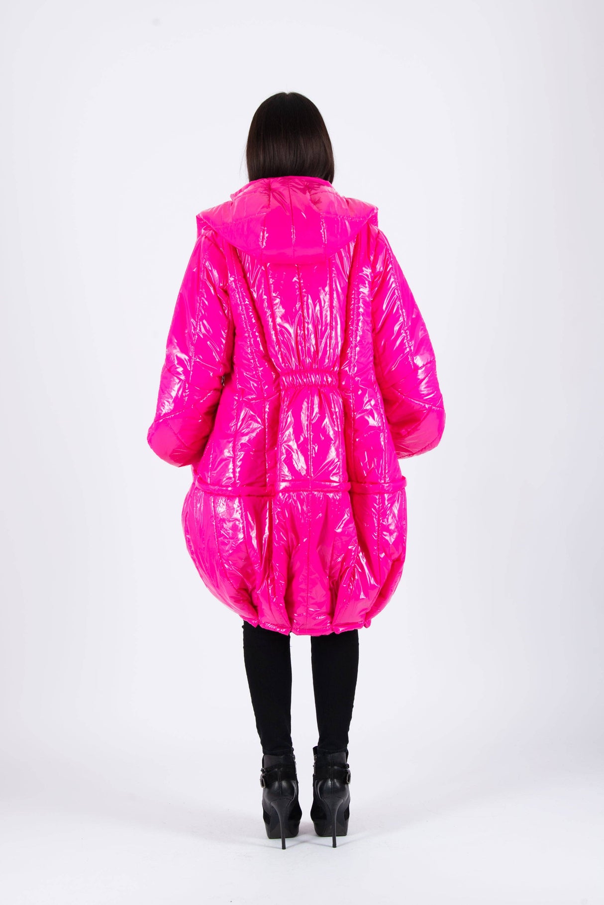 Hot Pink Women Loose Autumn Winter Puffer Coat DONNA
