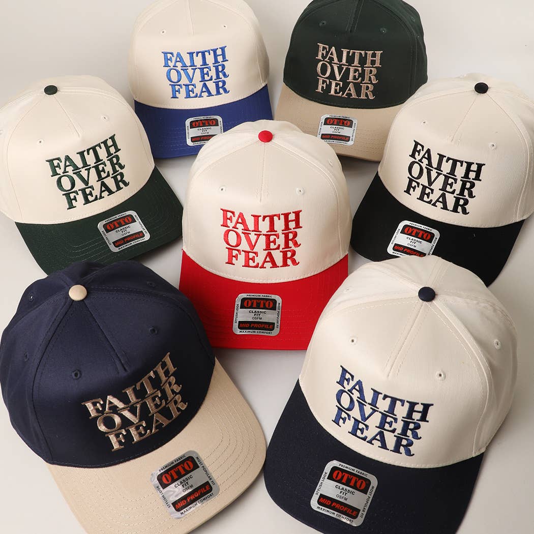 FAITH OVER FEAR Embroidered Trucker Hat