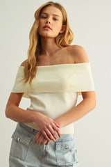 ET6331 Off Shoulder Ribbed Knitted Top