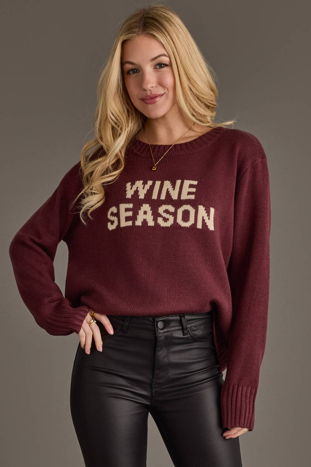Burgundy & Ivory Wine Season Sweater