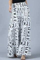 P919-2467WH-Vogue White print palazzo pants