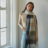 W2168 Gingham Scarf Sweaters
