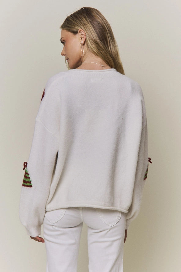 CESW4363 Pearl Emb Bow Sweater