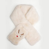 REINDEER Faux Fur Embroidered Pull Through Scarf