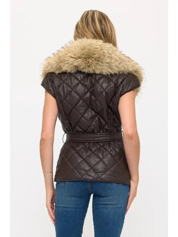 CLALP0157 Sovereign Faux Leather Quilted Vest