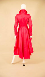 Stretch Dupioni Sculptural Zip Pleats Dress - F23011