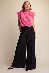 P9229 Rhinestone Wide Leg Flowy Pants
