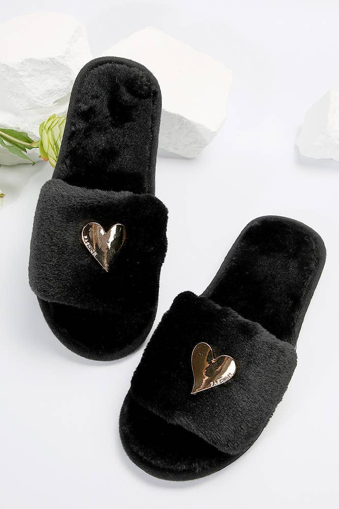 Heart Pendant Fluffy Slippers ZK701