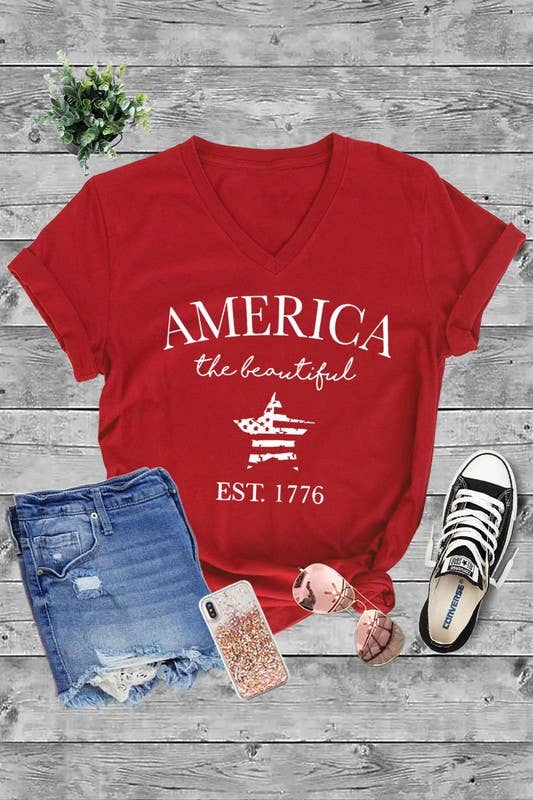 Unisex Short Sleeve V Neck T-Shirt