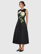 DR750Y Sleeveless 3D Floral Embroidered Elegant Long Dress
