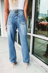 Denim & Diamonds Rhinestone Chain Ripped Cut Out Jeans