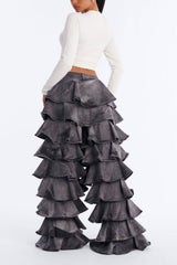 RUFFLE TIERED DENIM PANTS