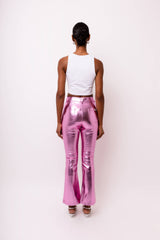Lupe Metallic Faux Leather Slim Fit Pants
