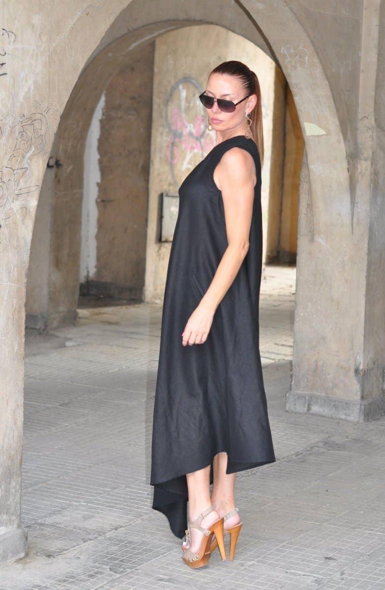 One Shoulder Linen Dress TIFFANY