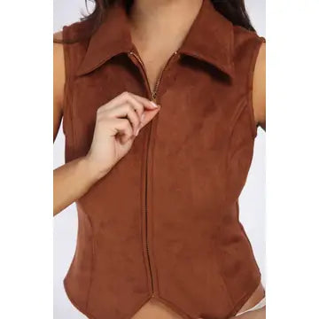 56090 Suede Shell Zipper Vest