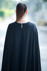 Black Cape Linen Dress JESSICA