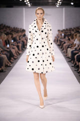 F26065 Embroidery Dots Pucker Collar Coat