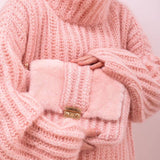 Knitted sweater fluffy long-sleeved turtleneck