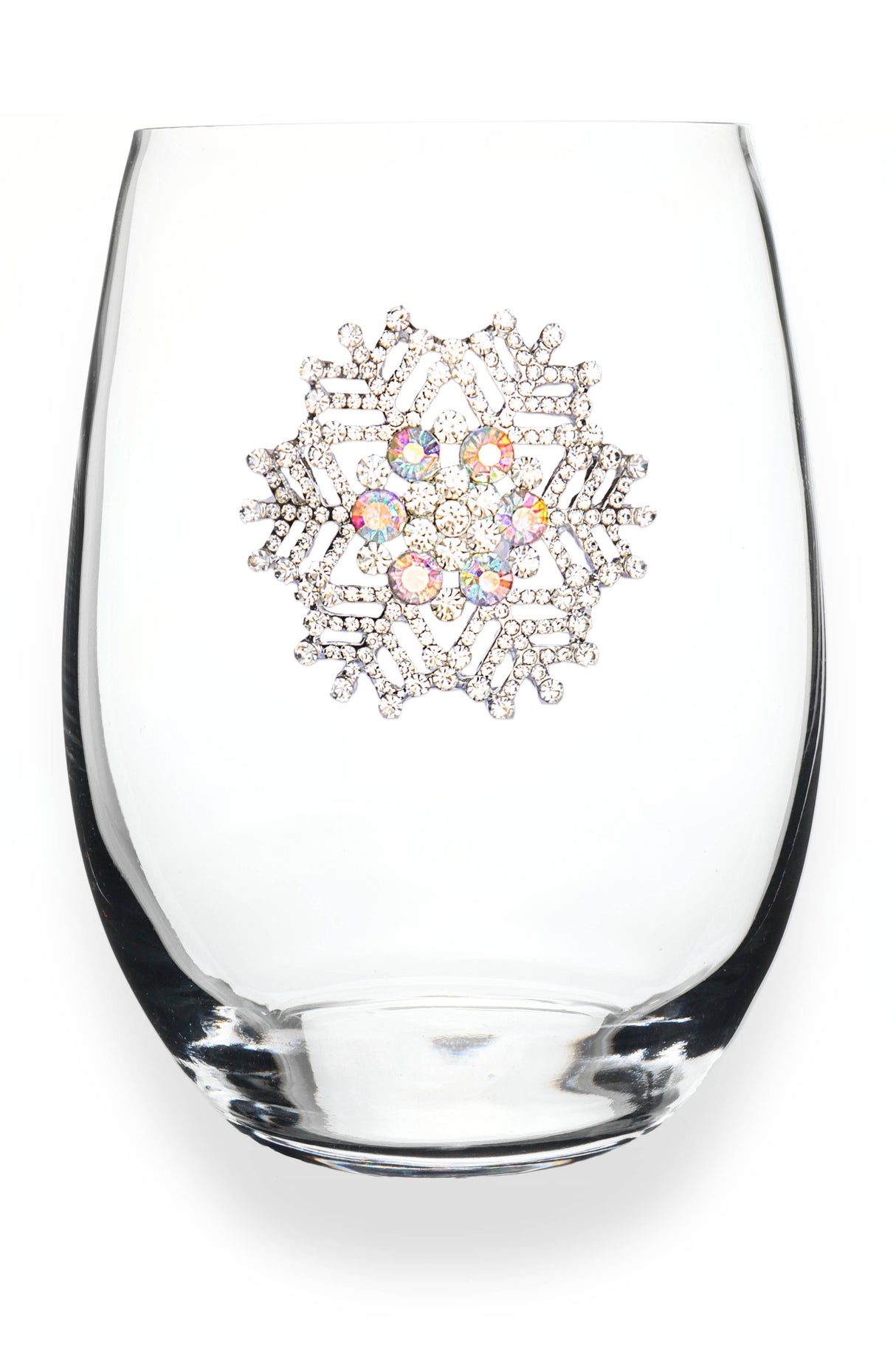 Snowflake Jeweled Stemless Wine Glass