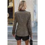 Solid Decorative Button Stand Collar Jacket