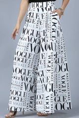 P919-2467WH-Vogue White print palazzo pants