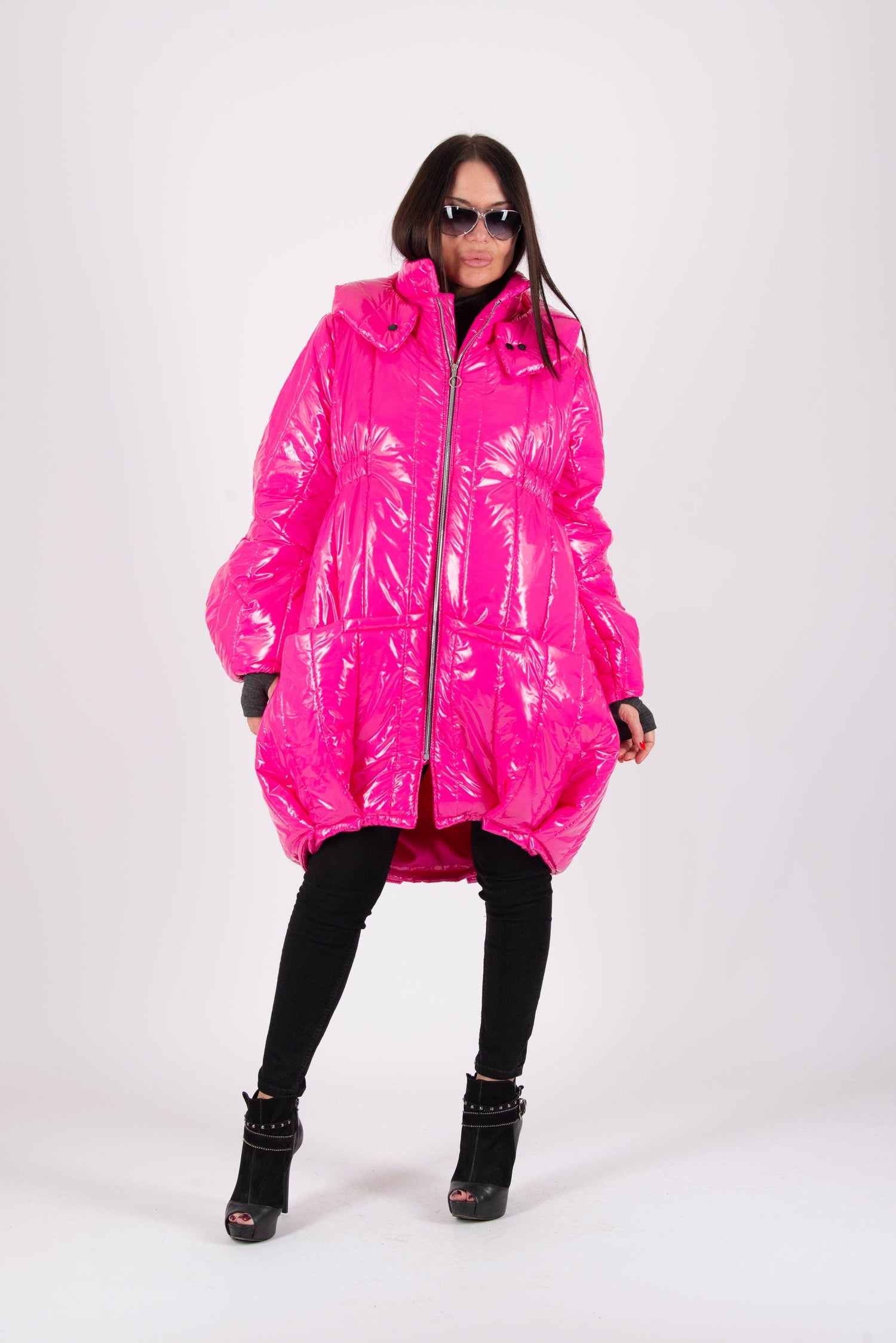 Hot Pink Women Loose Autumn Winter Puffer Coat DONNA – 1st Miracle Boutique