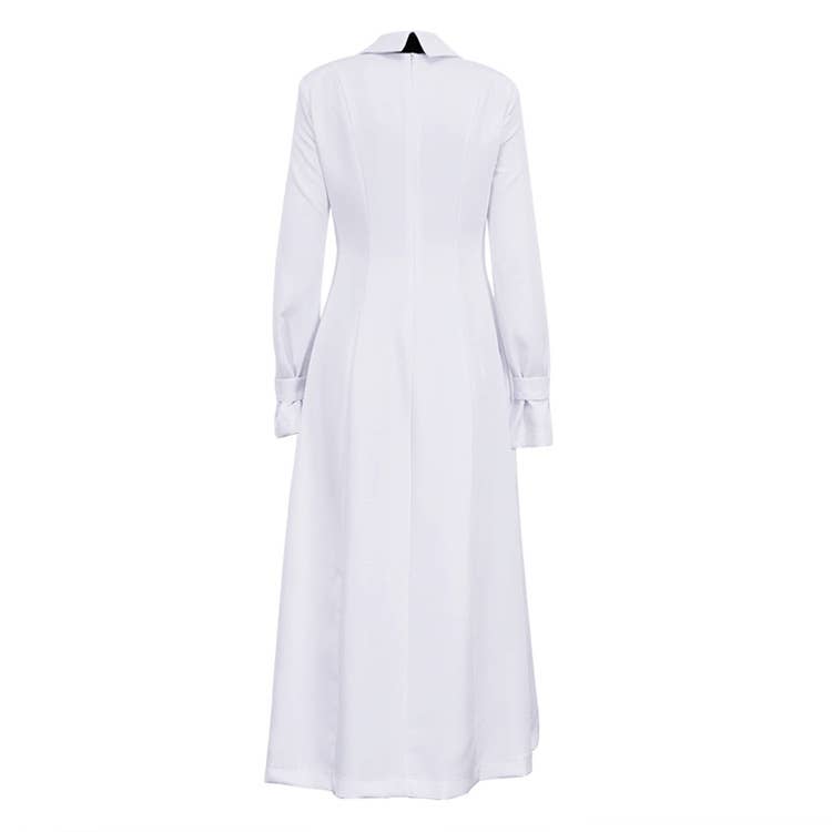 New style preppy necktie dress with lapel slit
