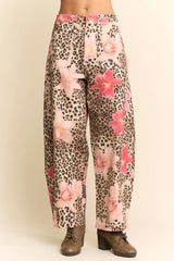 DP52083A Leopard Floral Pants