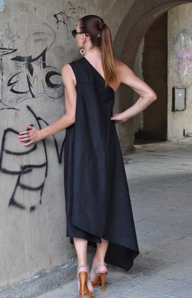 One Shoulder Linen Dress TIFFANY