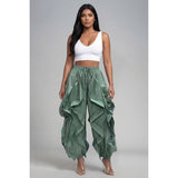 Oversized Wide Leg Ruffle Jogger Pants