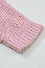 Pink Oversized Fold Over Sleeve Sweater Cardigan: Pink 65%Acrylic+35%Polyester