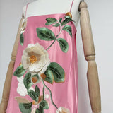 DR685Y Floral Embroidered Backless Suspender Short Skirt