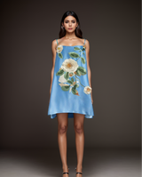 DR685Y Floral Embroidered Backless Suspender Short Skirt