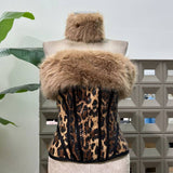 59Y Leopard Sequin Tube Top with Eco-Fur Three-Piece Set