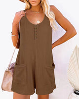 Summer new casual romper pocket vest jumpsuit women