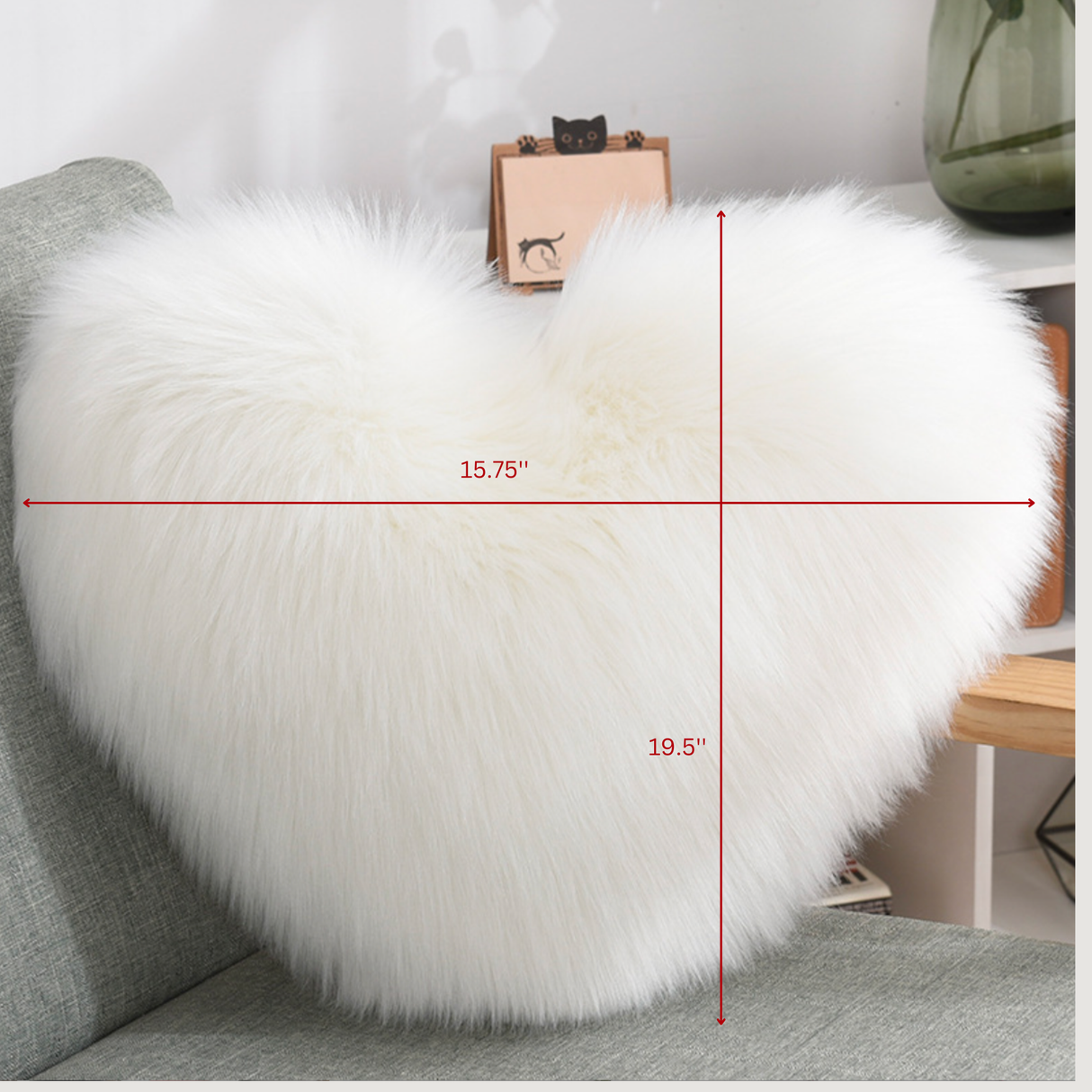 Cozy Heart Luxurious Fluffy Throw Pillow for Home Decor