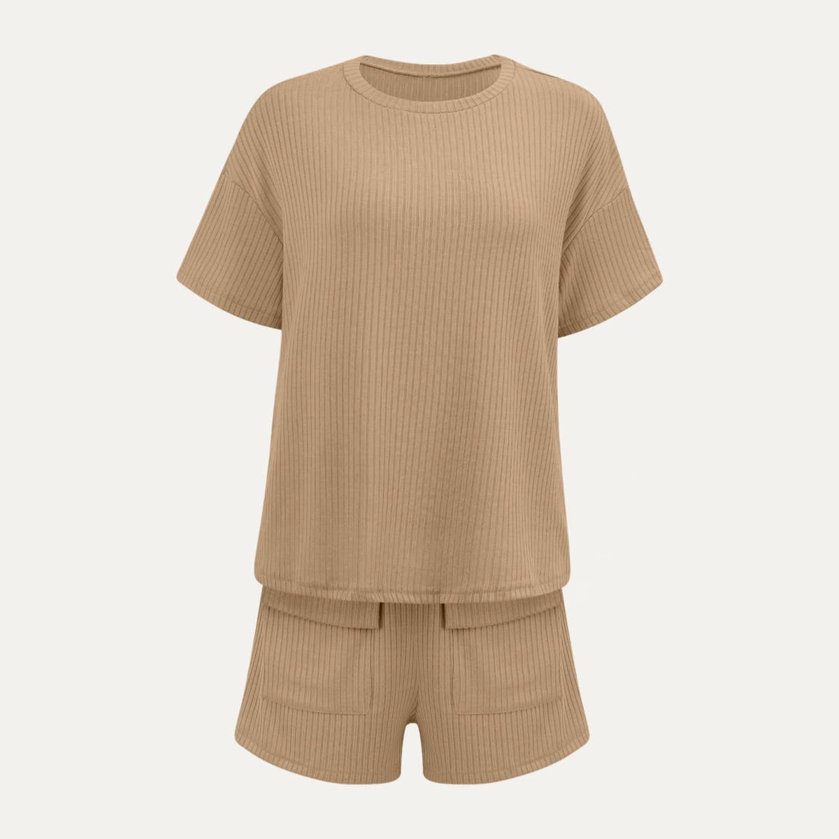 Leisurely Knit Short Sleeve Top and Shorts Two-Piece Set