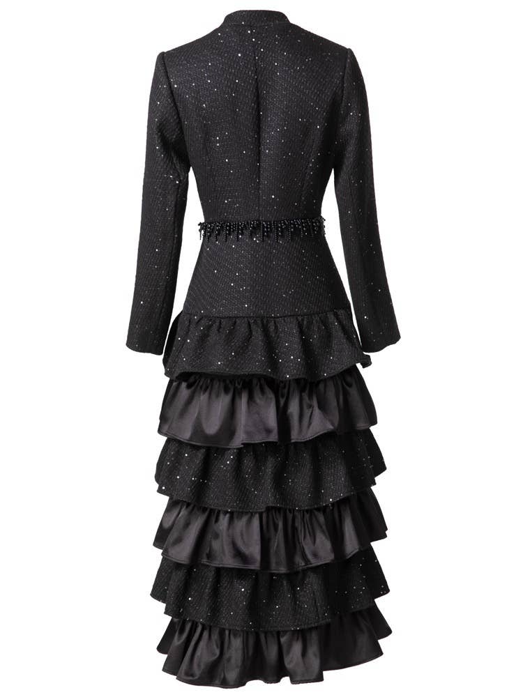 CT110L Handmade Beaded Tassel Ruffled Cake Windbreaker