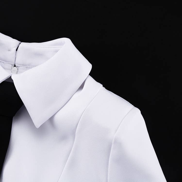New style preppy necktie dress with lapel slit